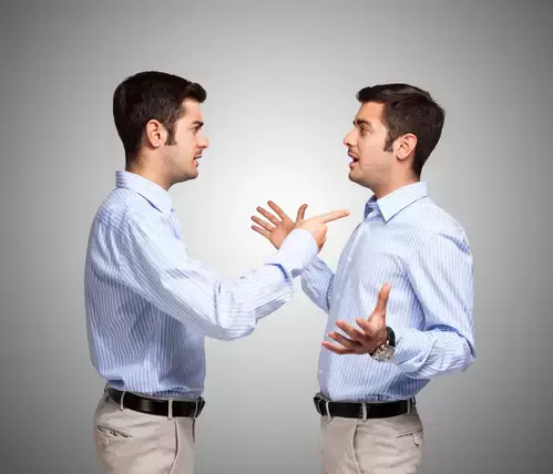 A corporate guy having a conversation with it self.